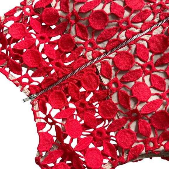 VTG RYAN MICHELLE  DRESS, CROCHET RED, Size L - Picture 4 of 6